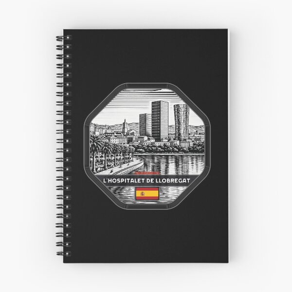 Item preview, L'Hospitalet de Llobregat Spain Linocut Style  designed and sold by Thistle-TShop.