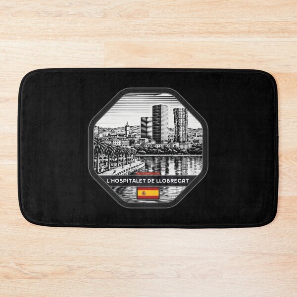 Item preview, L'Hospitalet de Llobregat Spain Linocut Style  designed and sold by Thistle-TShop.