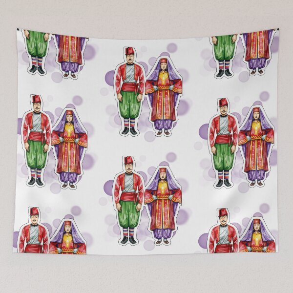 Item preview, Albanian Couple in Traditional Folk Costumes Design designed and sold by iamKRUK.