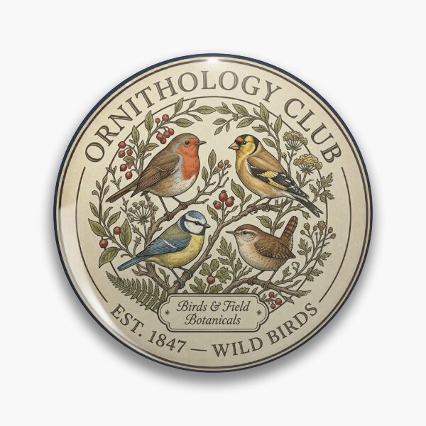Item preview, Ornithology Club Vintage Badge Birds Art designed and sold by CalmCapy Co.