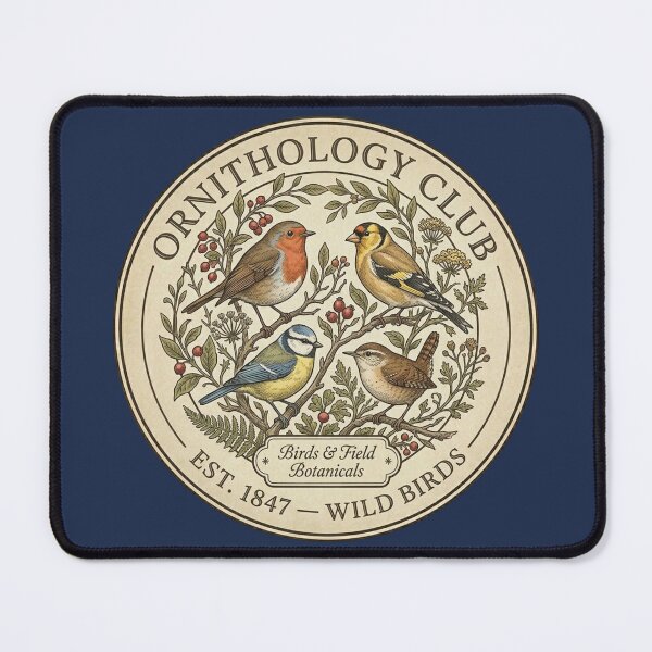 Item preview, Ornithology Club Vintage Badge Wild Birds Nature Art designed and sold by CalmCapy Co.