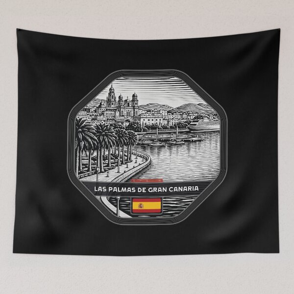Item preview, Las Palmas de Gran Canaria Spain Linocut Style  designed and sold by Thistle-TShop.