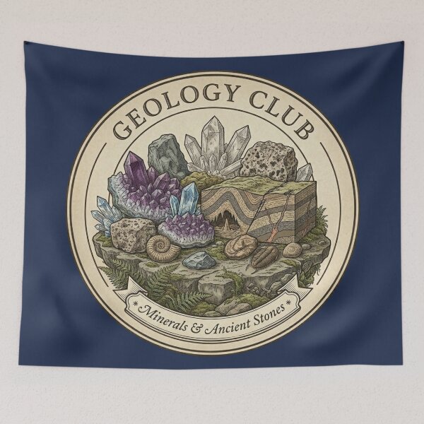 Item preview, Geology Club Vintage Badge Deep Earth Minerals Art designed and sold by CalmCapy Co.