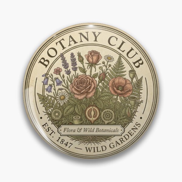 Item preview, Botany Club Vintage Badge Flora Art designed and sold by CalmCapy Co.