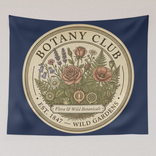 Item preview, Botany Club Vintage Badge Wild Gardens Flora Art designed and sold by CalmCapy Co.