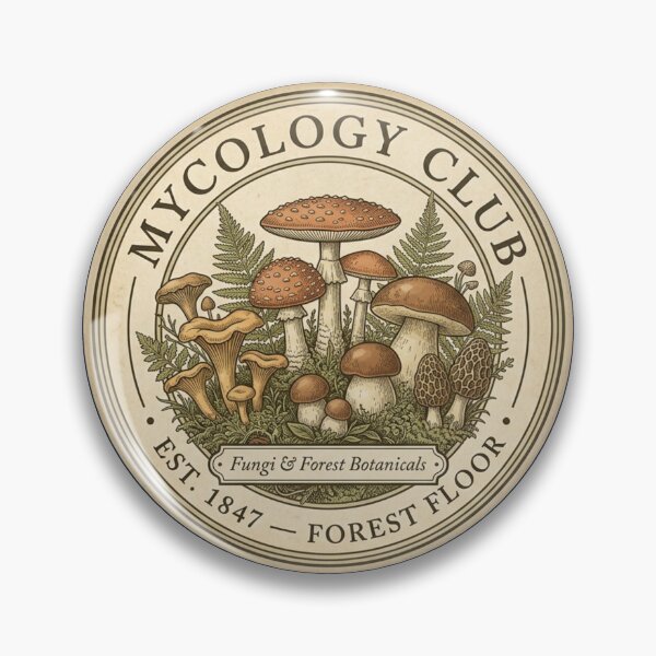 Item preview, Mycology Club Vintage Badge Fungi Art designed and sold by CalmCapy Co.