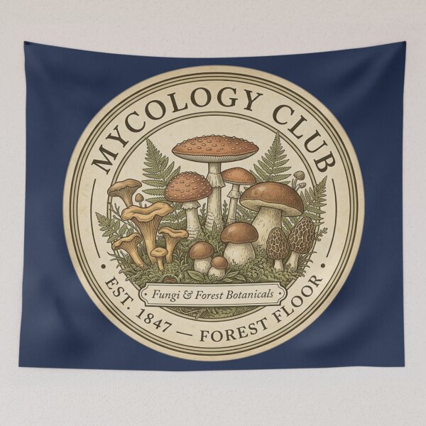 Item preview, Mycology Club Vintage Badge Fungi Art designed and sold by CalmCapy Co.