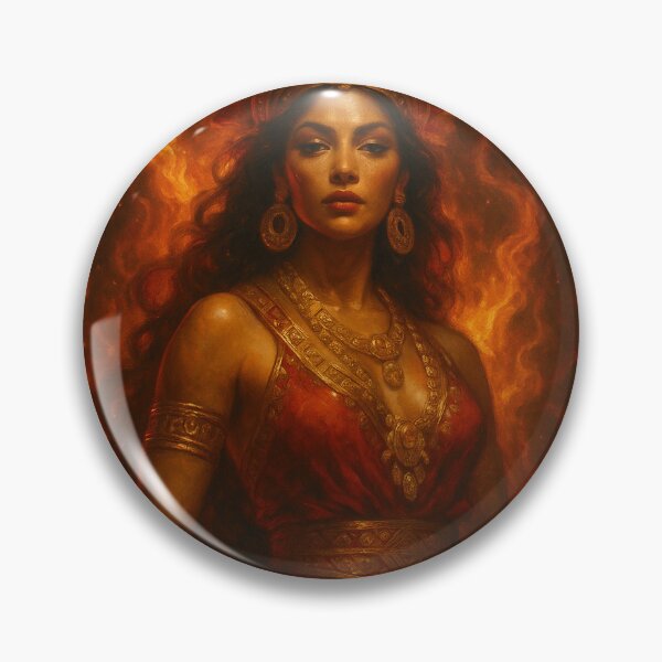 Item preview, Aztec Fire Priestess — Latina Fire Goddess Art designed and sold by PixelBrujeria.