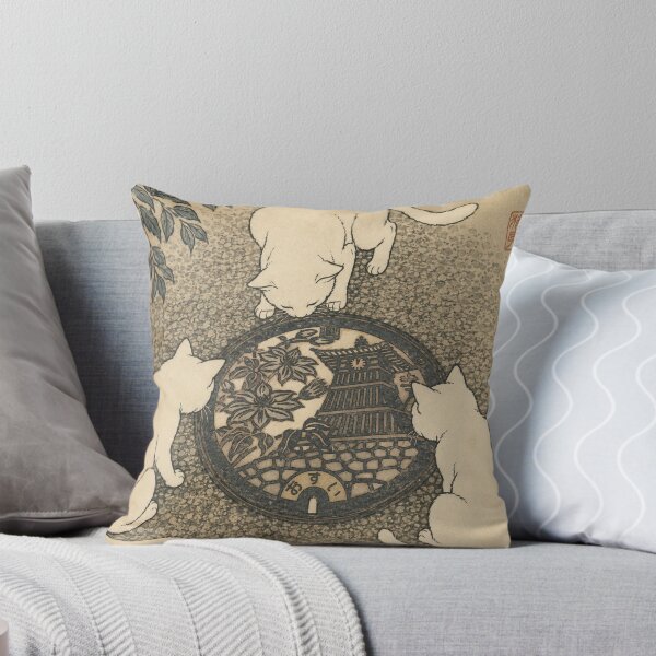 Item preview, Curious Cats at the Shinkorou: Japanese Ukiyo-e Style Shisetsu Manhole designed and sold by Komatoya.