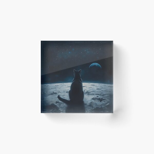 Item preview, Black Cat on the Moon Print designed and sold by MAWOdesign.
