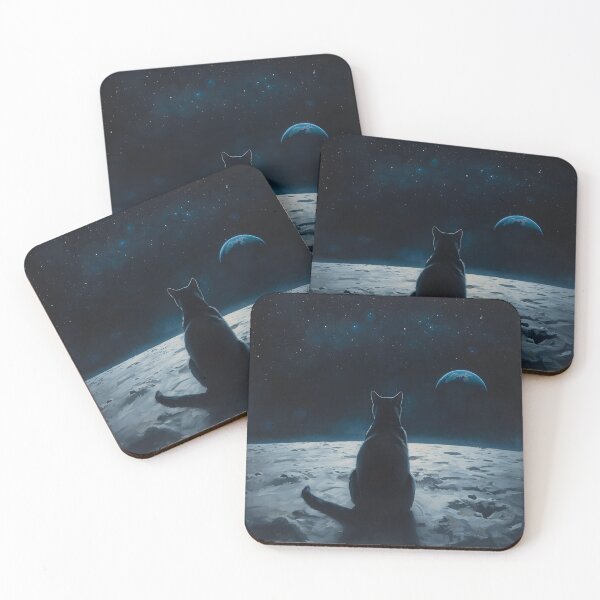 Item preview, Black Cat on the Moon Print designed and sold by MAWOdesign.