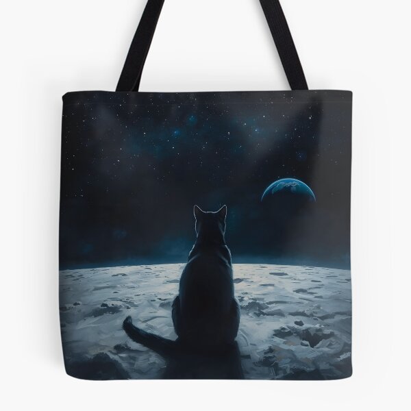 Item preview, Black Cat on the Moon Print designed and sold by MAWOdesign.