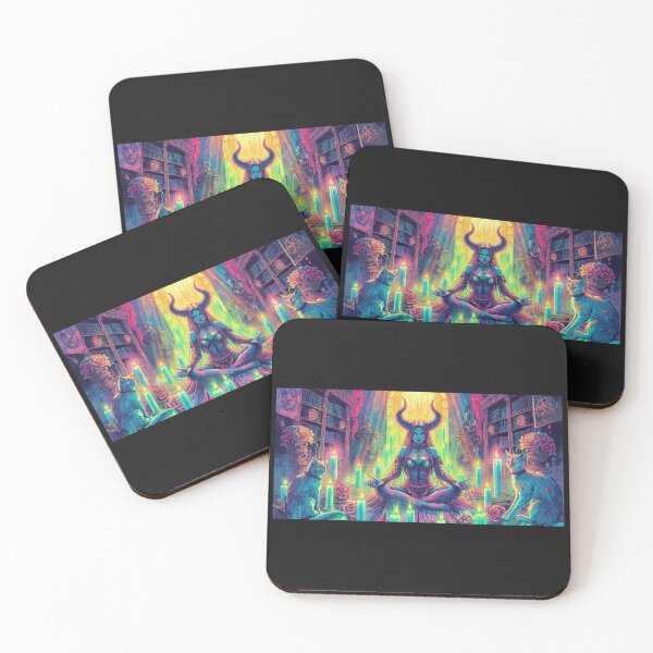 Item preview, Neon Witchcore Lilith Art Print | Rainbow Cat Arcane Library designed and sold by Liliths-Closet.