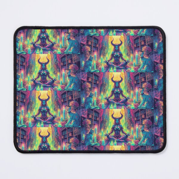 Item preview, Neon Witchcore Lilith Art Print | Rainbow Cat Arcane Library designed and sold by Liliths-Closet.