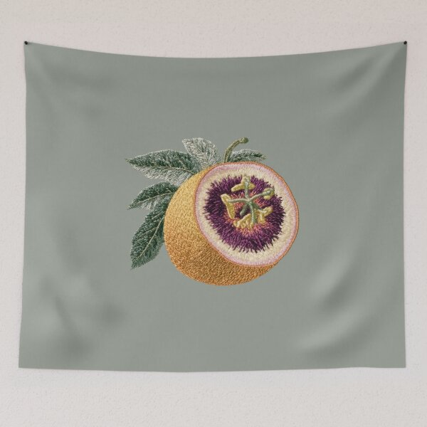 Aperçu de l'œuvre Art botanique brodé de fruit de la passion créée et vendue par MegaNovaArt.