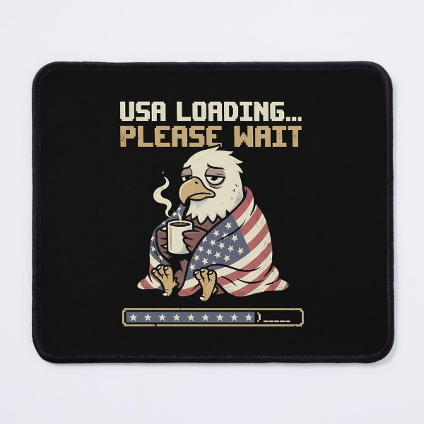 Item preview, USA Loading... Please Wait – Funny Sleepy Eagle Fourth of July Design designed and sold by DesignDoodleArt.