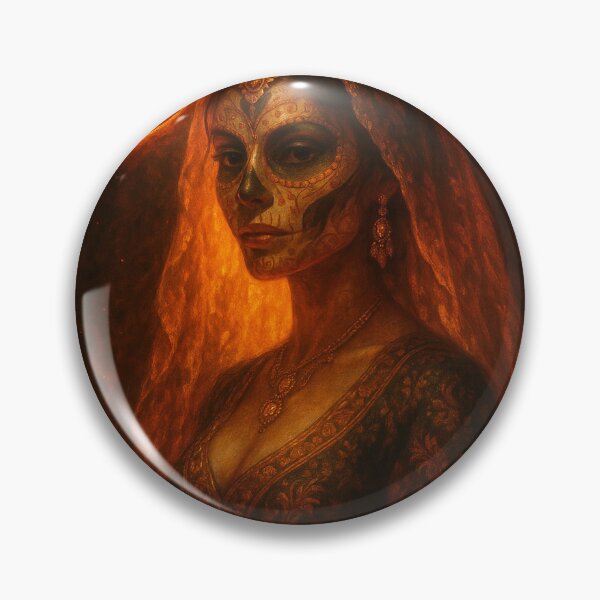 Item preview, Fire Catrina — Day of the Dead Fire Goddess Art designed and sold by PixelBrujeria.