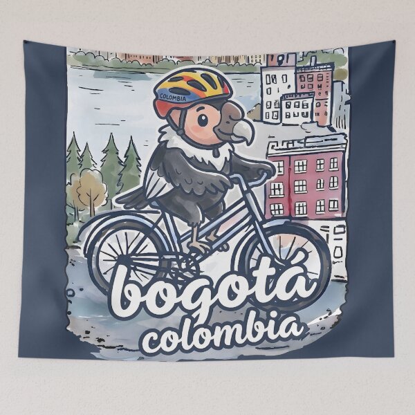 Item preview, Bogota Colombia Bicycling Condor Cute Cyclist Skyline  designed and sold by HowToCanadian.
