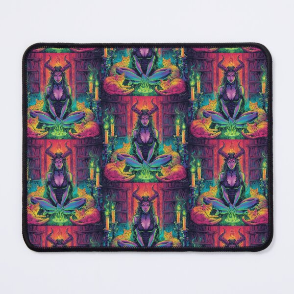Item preview, Rainbow Cat Witch Art Print | Lilith Forbidden Library Fantasy Decor designed and sold by Liliths-Closet.