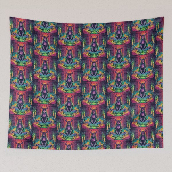 Item preview, Rainbow Cat Witch Art Print | Lilith Forbidden Library Fantasy Decor designed and sold by Liliths-Closet.