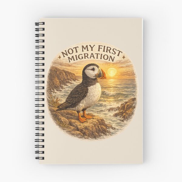 Item preview, Not My First Migration Cliffside Puffin designed and sold by ChirpInc.