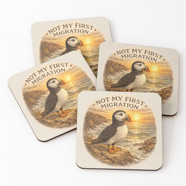 Item preview, Not My First Migration Cliffside Puffin designed and sold by ChirpInc.