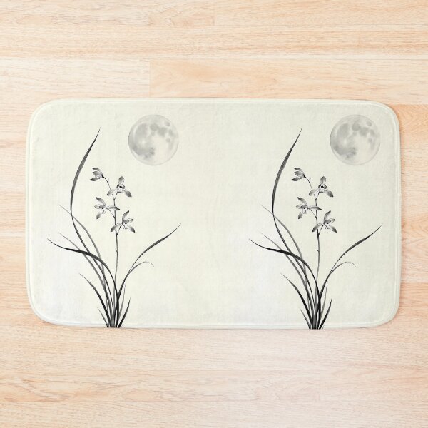 Item preview, Serene Moon & Elegant Ink Orchid - Minimalist Zen Art | SOO studio73 designed and sold by SOOstudio73.