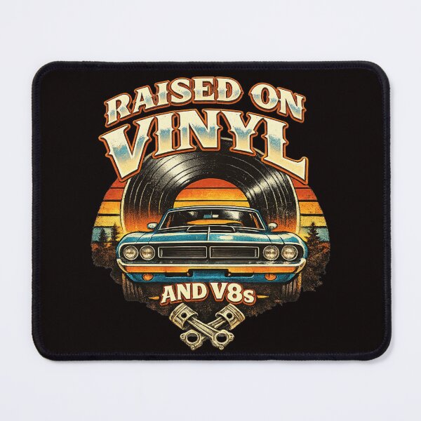 Item preview, Raised On Vinyl And V8s Retro Garage designed and sold by FrameFlow.
