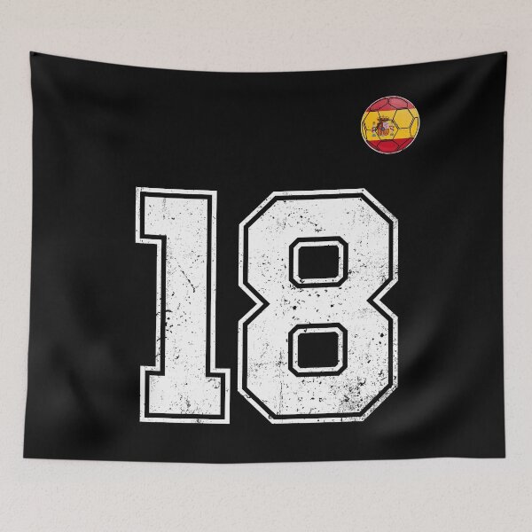 Item preview, Spain Soccer Number 18 Vintage Sports Fan designed and sold by KristenosNehk.