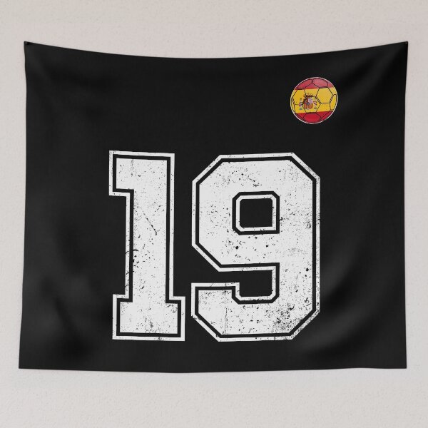 Item preview, Spain Soccer Number 19 Vintage Sports Fan designed and sold by KristenosNehk.