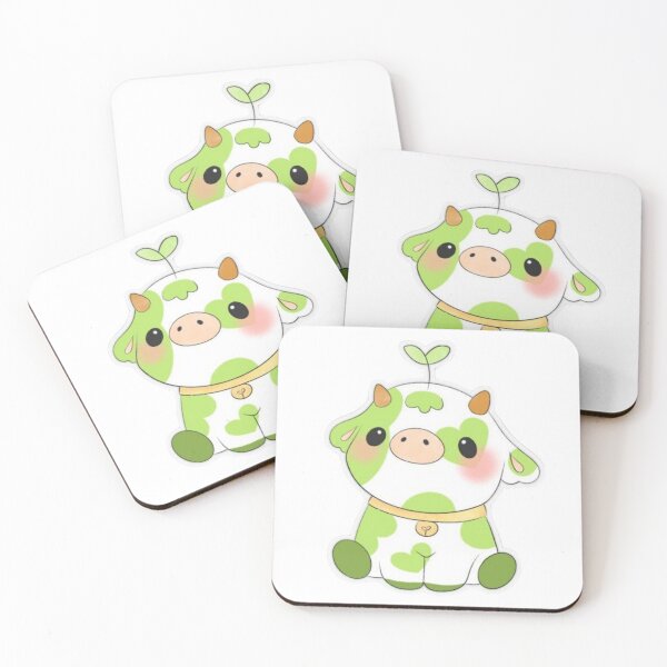Item preview, Kawaii Green Strawberry Cow Sticker - Cute Cottagecore Aesthetic Art designed and sold by ZYNORAworld.