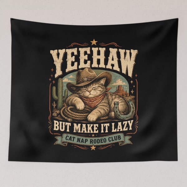 Item preview, Yeehaw But Make It Lazy Cowboy Cat Nap Rodeo designed and sold by JerdbordinShop.