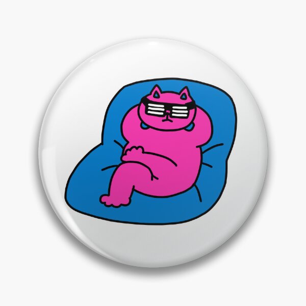 Item preview, pink Cat on the blue bean bag designed and sold by superbaechoo.