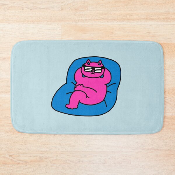 Item preview, pink Cat on the blue bean bag designed and sold by superbaechoo.
