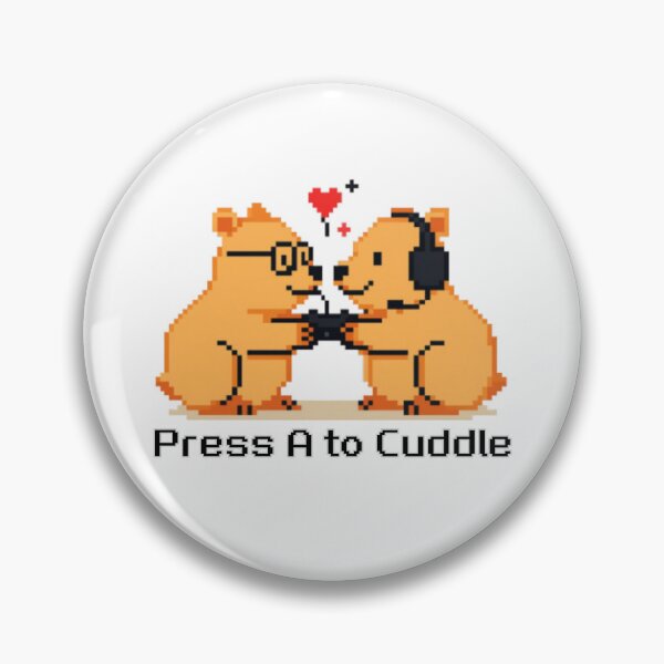 Item preview, Press A to Cuddle - Couple of Capybaras Gamers in Pixel Art designed and sold by Love&Geek.