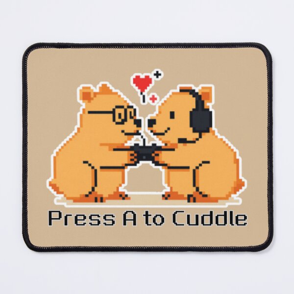 Item preview, Press A to Cuddle - Couple of Capybaras Gamers in Pixel Art designed and sold by Love&Geek.