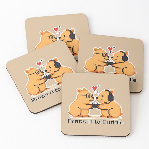 Item preview, Press A to Cuddle - Couple of Capybaras Gamers in Pixel Art designed and sold by Love&Geek.