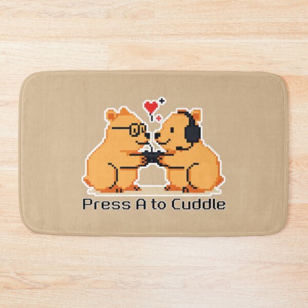 Item preview, Press A to Cuddle - Couple of Capybaras Gamers in Pixel Art designed and sold by Love&Geek.