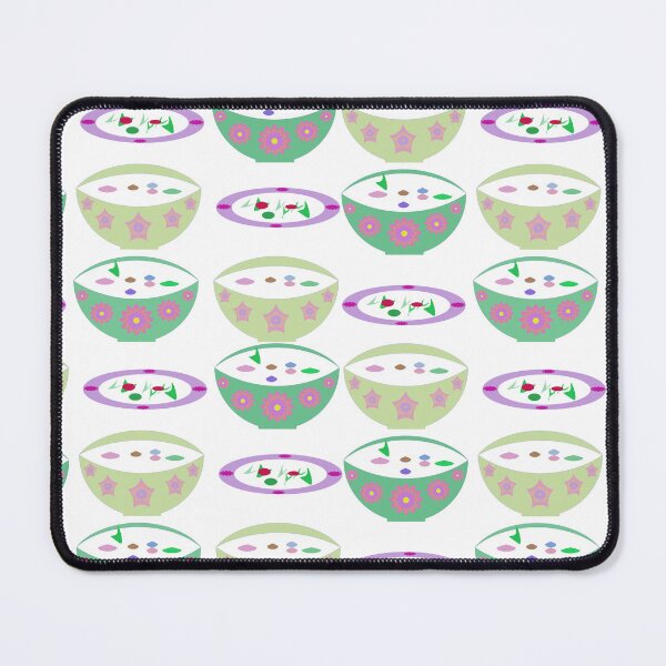 Item preview, Decorative Bowl and Plate Seamless Pattern with Floral Kitchen Motifs designed and sold by Ei-Ei.