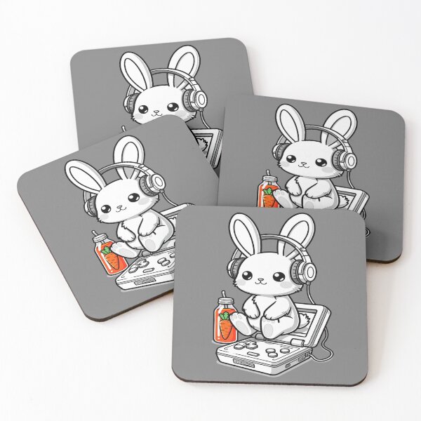 Item preview, Hype Gamer Bunny | Carrot Juice & Handheld | Kawaii Screenprint designed and sold by The Cartridge Club.