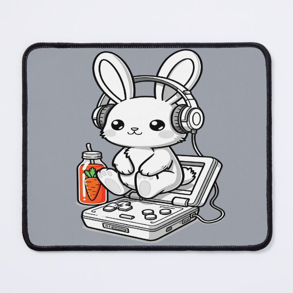 Item preview, Hype Gamer Bunny | Carrot Juice & Handheld | Kawaii Screenprint designed and sold by The Cartridge Club.