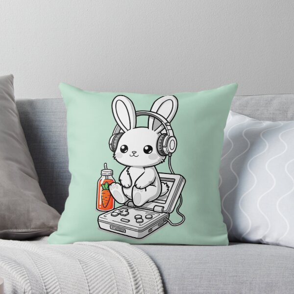 Item preview, Hype Gamer Bunny | Carrot Juice & Handheld | Kawaii Screenprint designed and sold by The Cartridge Club.
