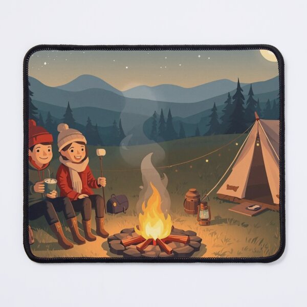 Item preview, Campfire Coffee Nights Mountain Camping Illustration designed and sold by PMestore.