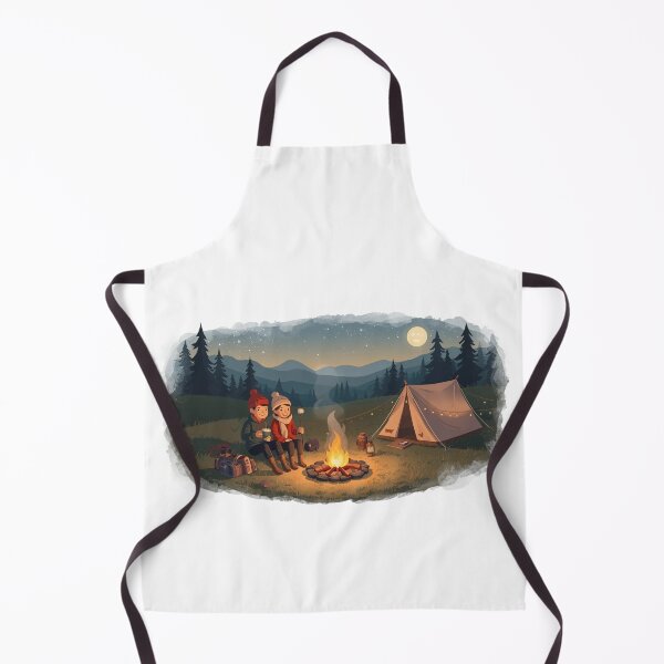 Item preview, Campfire Coffee Nights Mountain Camping Illustration designed and sold by PMestore.