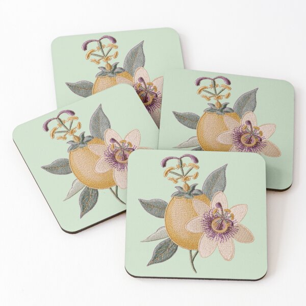 Item preview, Embroidered Passion Fruit Blossom Botanical Art designed and sold by MegaNovaArt.