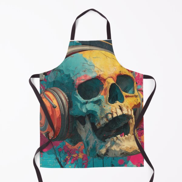 Item preview, Skull headphones CosmicRock neon bold-art print. designed and sold by CosmicRockArt.