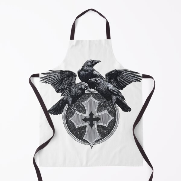 Item preview, Black Ancient Raven Trio Greek Silver Cross Emblem designed and sold by GrinGalore.