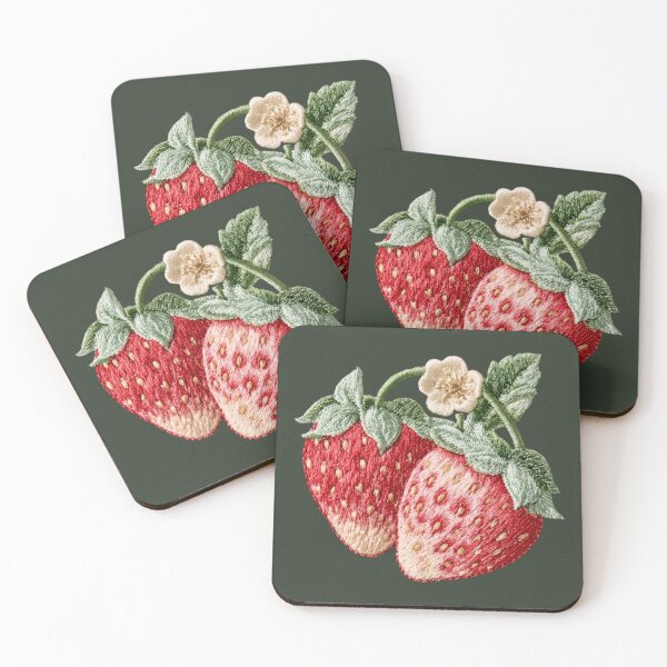 Item preview, Embroidered Strawberry Blossom Botanical Art designed and sold by MegaNovaArt.