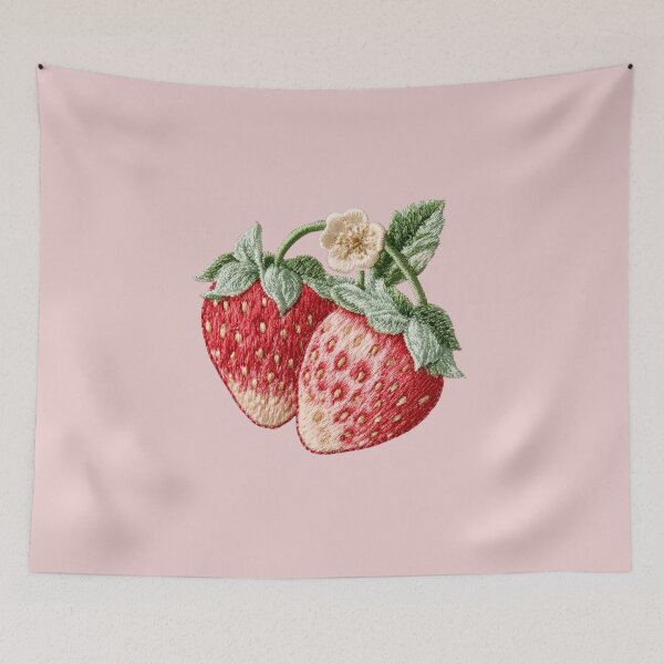 Item preview, Embroidered Strawberry Blossom Botanical Art designed and sold by MegaNovaArt.