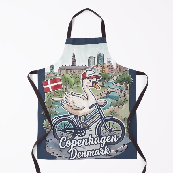 Item preview, Copenhagen Denmark Bicycling Swan Cute Cyclist Skyline designed and sold by HowToCanadian.